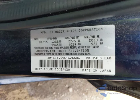 2016 Mazda Mazda6 I Touring z USA, uszkodzony, nr VIN JM1GJ1V59G1426604